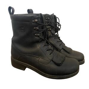 Dansko Kiltie Lace Up Leather Boots Womens Size 40 Black 9.5 10 Prairie Grunge